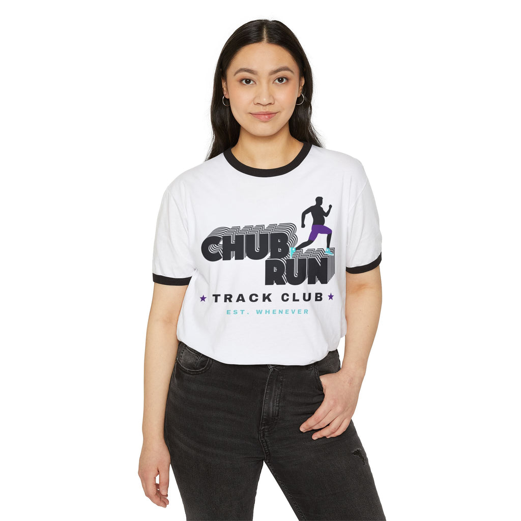 Chub Run Track Club Ringer T-Shirt — Vintage Runner Graphic