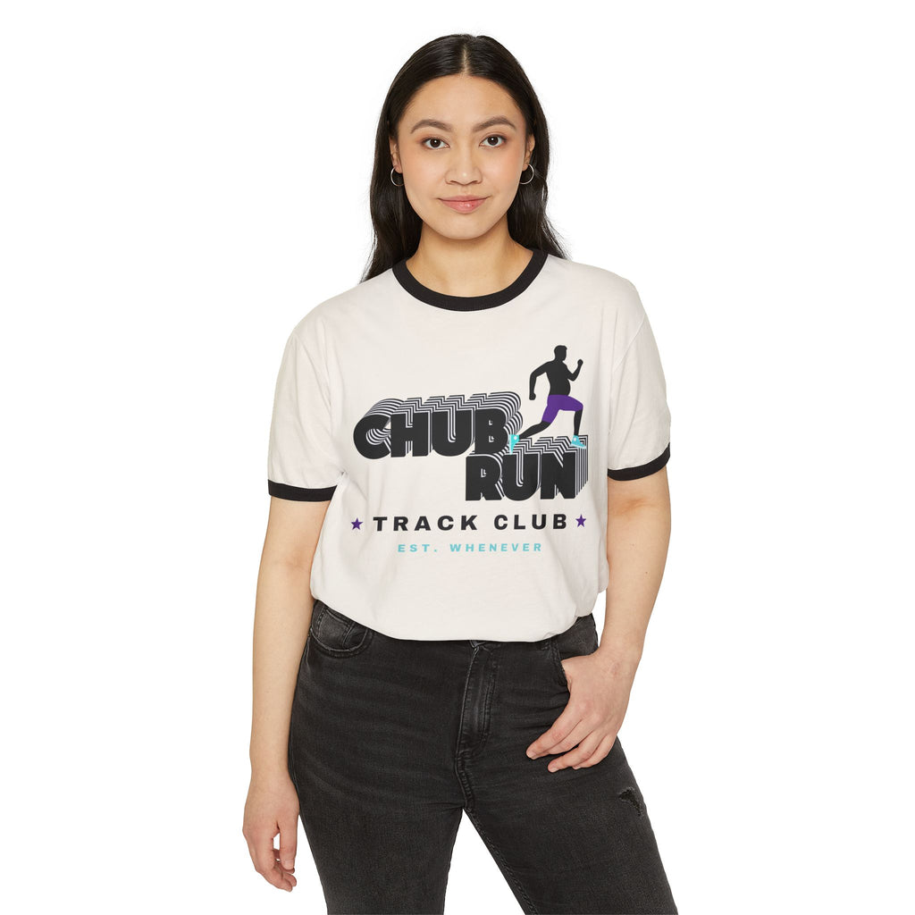 Chub Run Track Club Ringer T-Shirt — Vintage Runner Graphic