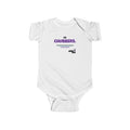 White Lil Chubbers infant bodysuit with purple retro logo and Chubrun mark